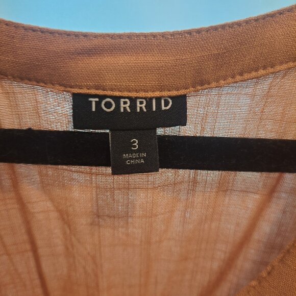 NWOT Torrid Rayon Slub Smocked Sleeveless Button-Up Size 3 - Picture 4 of 8